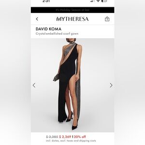 David Koma gown crystal embellished scarf gown only wore once